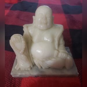 Qing Chinese 3.5" White Stone Buddha Carving